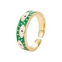 Evil Eye Jewelry Finger Ring, Brass, gold color plated, Adjustable & for woman & enamel 20mm 