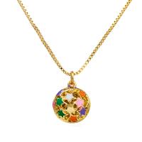 Brass Jewelry Necklace, gold color plated, for woman & enamel 15mm Approx 17.7 Inch 