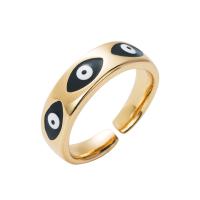 Дурной глаз ювелирные изделия палец кольцо, Латунь, плакирован золотом, Регулируемый & Женский & эмаль, Много цветов для выбора, 20mm, продается PC