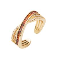Cubic Zirconia Micro Pave Brass Finger Ring, gold color plated, Adjustable & micro pave cubic zirconia & for woman 20mm 
