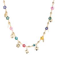 Evil Eye Jewelry Necklace, Brass, gold color plated & for woman & enamel, multi-colored cm 