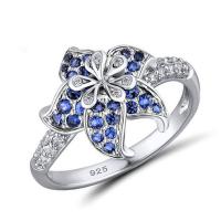 Cubic Zirconia Micro Pave Brass Finger Ring, Flower, platinum plated & micro pave cubic zirconia & for woman, 13mm, US Ring 