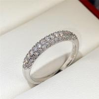 Cubic Zirconia Micro Pave Brass Finger Ring, platinum plated & micro pave cubic zirconia & for woman, 3.5mm, US Ring 