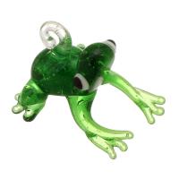 Animal Lampwork Pendants, Frog, DIY, green Approx 2mm 