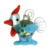 Tier Murano Anhänger, Lampwork, Vogel, DIY, blau, 28x25x14mm, Bohrung:ca. 2mm, 100PCs/Tasche, verkauft von Tasche