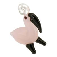 Animal Lampwork Pendants, Bird, DIY, pink Approx 2mm 