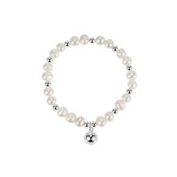 Pearl Sterling Silver Bracelets, 925 Sterling Silver, with Freshwater Pearl, for woman, silver color Approx 6.3 Inch 