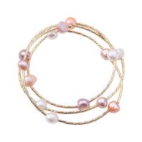 Cultured Freshwater Pearl Bracelets, Titanium Steel, with Freshwater Pearl, high quality plated, Adjustable & fashion jewelry & multilayer & for woman Approx 7.87 Inch 