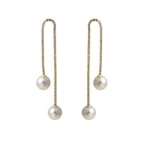 Plastic Pearl Zinc Alloy Earring, with ABS Plastic Pearl, gold color plated, fashion jewelry & micro pave cubic zirconia & for woman, two different colored 