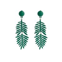 Zinc Alloy Drop Earring, Leaf, stoving varnish, fashion jewelry & for woman, green 