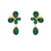 Cubic Zircon (CZ) Drop Earring, Zinc Alloy, gold color plated, fashion jewelry & micro pave cubic zirconia & for woman 