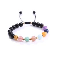 Gemstone Bracelets, Natural Stone, with Knot Cord & Brass, handmade, fashion jewelry & for woman, mixed colors cm 