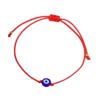 Evil Eye Jewelry Bracelet, Lampwork, with Knot Cord, Adjustable & Unisex Approx 16-20 cm 