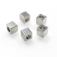 Stainless Steel Beads, 304 Stainless Steel, Square, DIY original color, Approx 