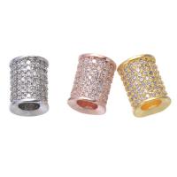 Large Hole Brass Beads, Column, plated, DIY & micro pave cubic zirconia Approx 4.2mm 