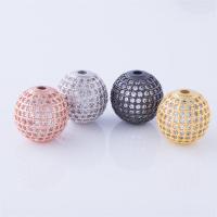 Perles zircon Micro Pave cubes, laiton, Rond, Placage, DIY & pavé de micro zircon, plus de couleurs à choisir, 14mm Environ 2.3mm, Vendu par PC