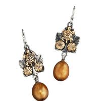 Brass Drop Earring, with Shell, plated, for woman, mixed colors 
