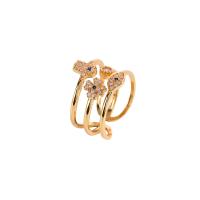 metal Anillo de dedo Cuff, chapado en color dorado, para mujer & con diamantes de imitación, dorado, 20mm, Vendido por UD