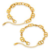Stainless Steel Chain Bracelets, 304 Stainless Steel, with 1.97 extender chain, Vacuum Ion Plating & for woman, golden .09 Inch 