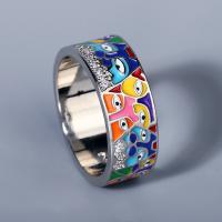 Латунное кольцо с стразами, Латунь, разный размер для выбора & Женский & эмаль & со стразами, продается PC