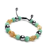 Gemstone Bracelets, with Polyester Cord, Round, handmade, fashion jewelry & Unisex & adjustable .5-9.4 Inch 