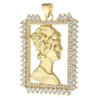 Cubic Zirconia Micro Pave Brass Pendant, Character, gold color plated, DIY & micro pave cubic zirconia, golden Approx 3mm 
