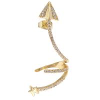 Earring Cuff and Wraps, Brass, arrowhead, gold color plated, fashion jewelry & micro pave cubic zirconia, golden 