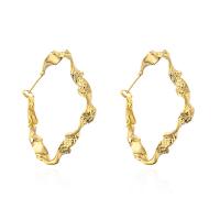 Brass Hoop Earring, real gold plated, fashion jewelry & for woman, gold 