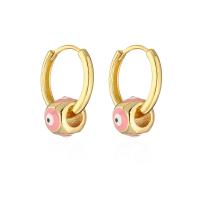 Evil Eye Earrings, Brass, real gold plated, for woman & enamel 