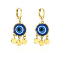 Evil Eye Earrings, Brass, with Plastic, real gold plated, fashion jewelry & for woman 