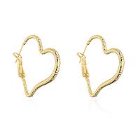 Brass Hoop Earring, Heart, real gold plated & for woman 