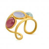 Латунь Манжеты палец кольцо, с канифоль, плакирован золотом, регулируемый & Женский, Много цветов для выбора, размер:6-8, продается PC