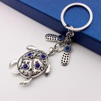 Evil Eye Key Chain, Zinc Alloy, with Glass, Turtle, antique silver color plated, folk style & Unisex, 118mm 