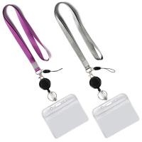 ABS Plastic Lanyard Card Holder, with Polyester Cord & PVC Plastic, portable & Unisex 