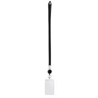 ABS Plastic Lanyard Card Holder, with Polyester Cord, portable & Unisex & transparent 