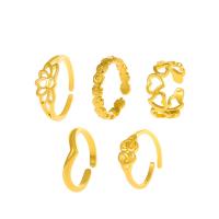 Brass Ring Set, gold color plated, 5 pieces & fashion jewelry & for woman 
