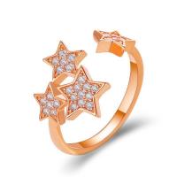 Brass Cuff Finger Ring, Star, plated, fashion jewelry & for woman & with rhinestone 25mm 