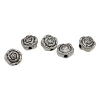 Perles en alliage de zinc de fleur, Plaqué de couleur d'argent, DIY, 7mm, Environ Vendu par sac