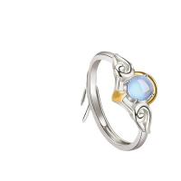 Glass Zinc Alloy Finger Ring, with Sea Opal, plated, Adjustable & Unisex Inner Approx 18mm 