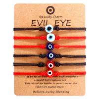 Evil Eye Jewelry Bracelet, Lampwork, with Nylon Cord, Flat Round, 2 pieces & Adjustable & Unisex 8mm Approx 16-26 cm 