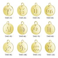 Stainless Steel Constellation Pendant, 304 Stainless Steel, Flat Round, Galvanic plating, Zodiac symbols jewelry & Unisex Approx 