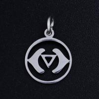 Stainless Steel Hollow Pendant, 304 Stainless Steel, Flat Round, Galvanic plating, Unisex Approx 