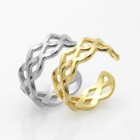 304 Stainless Steel Cuff Finger Ring, Vacuum Ion Plating, fashion jewelry & for woman 