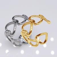 304 Stainless Steel Cuff Finger Ring, Heart, Vacuum Ion Plating, fashion jewelry & Unisex 10mm 