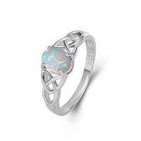 Edelstein Messing Finger Ring, mit Opal, oval, Platinfarbe platiniert, Modeschmuck & verschiedene Größen vorhanden & für Frau, 8x6mm, Größe:6-10, verkauft von PC