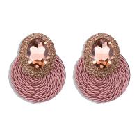 Zinc Alloy Rhinestone Drop Earring, Round, gold color plated, fashion jewelry & for woman & with rhinestone 