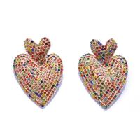 Zinc Alloy Rhinestone Drop Earring, Heart, plated, fashion jewelry & for woman & with rhinestone 