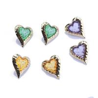 Resin Zinc Alloy Earring, with Resin, Heart, plated, fashion jewelry & for woman 