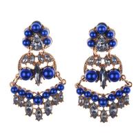 Zinc Alloy Rhinestone Drop Earring, with Plastic Pearl, gold color plated, fashion jewelry & for woman & with rhinestone 