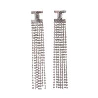 Fashion Fringe Earrings, Zinc Alloy, silver color plated, fashion jewelry & for woman & with rhinestone, silver color 